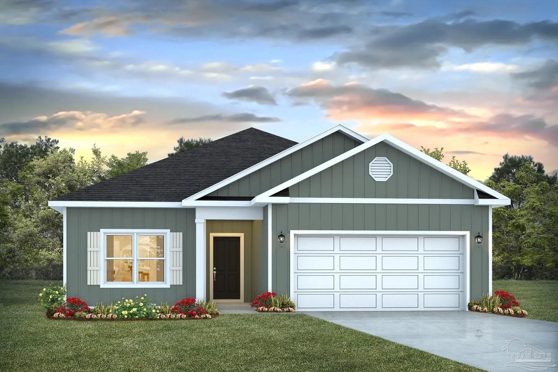 front view of a house with a yard