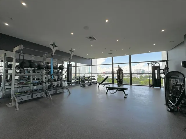 a view of a room with gym equipment
