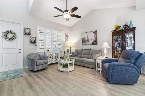 a living room with furniture