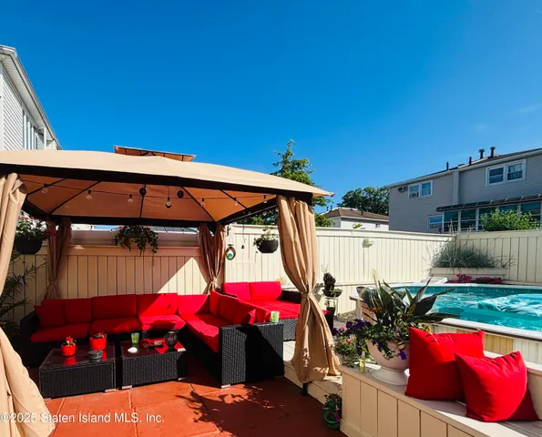 a view of outdoor space with seating