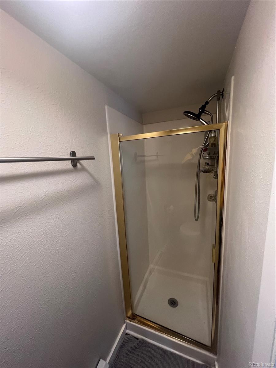 9876 Ryan Gulch Road, Unit 104 Silverthorne, CO 80498 - Photo 13 of 15 a bathroom with a glass shower door