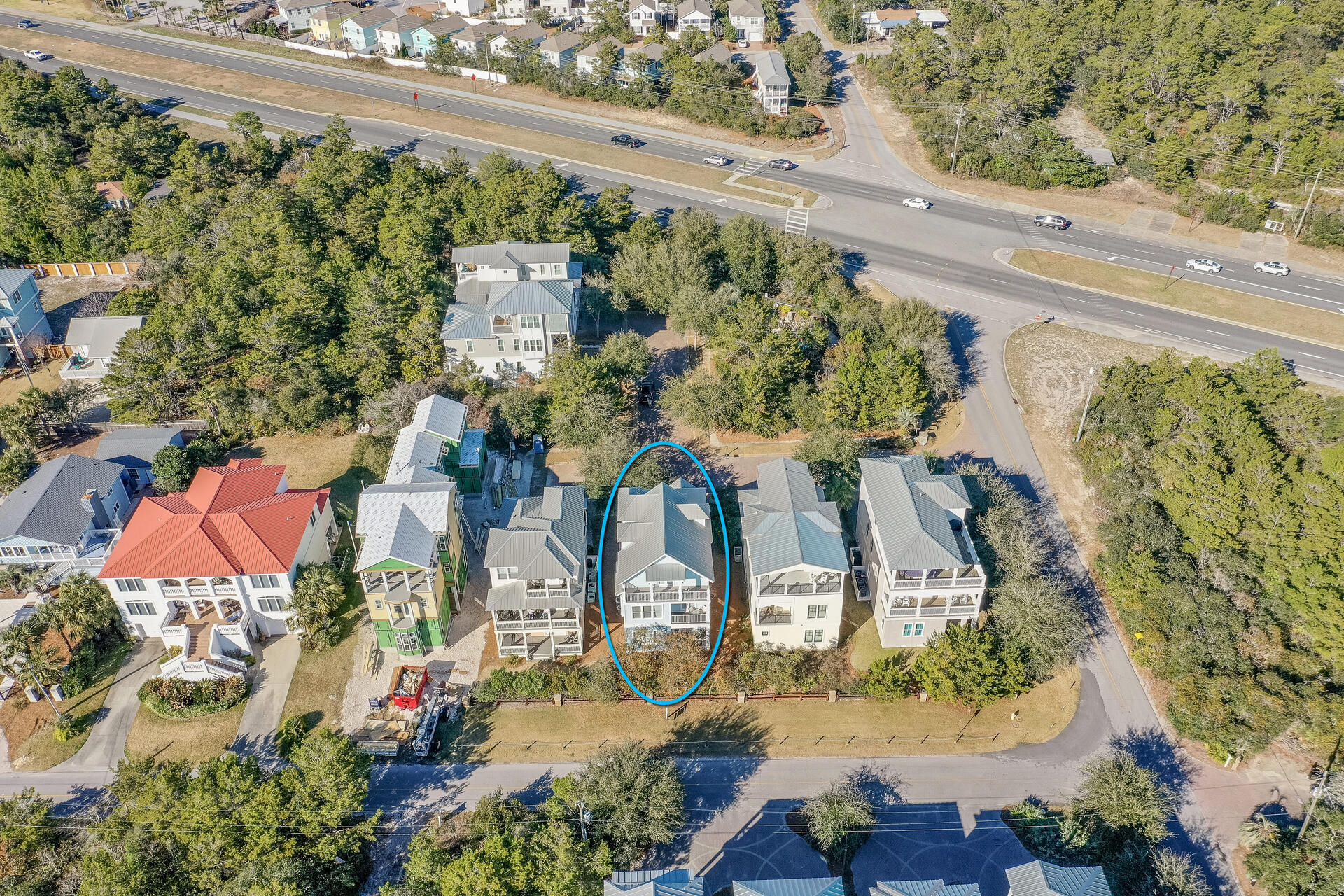 25 Pompano Place Inlet Beach, FL 32461 - Photo 67 of 76 an aerial view of a house a yard and a garden
