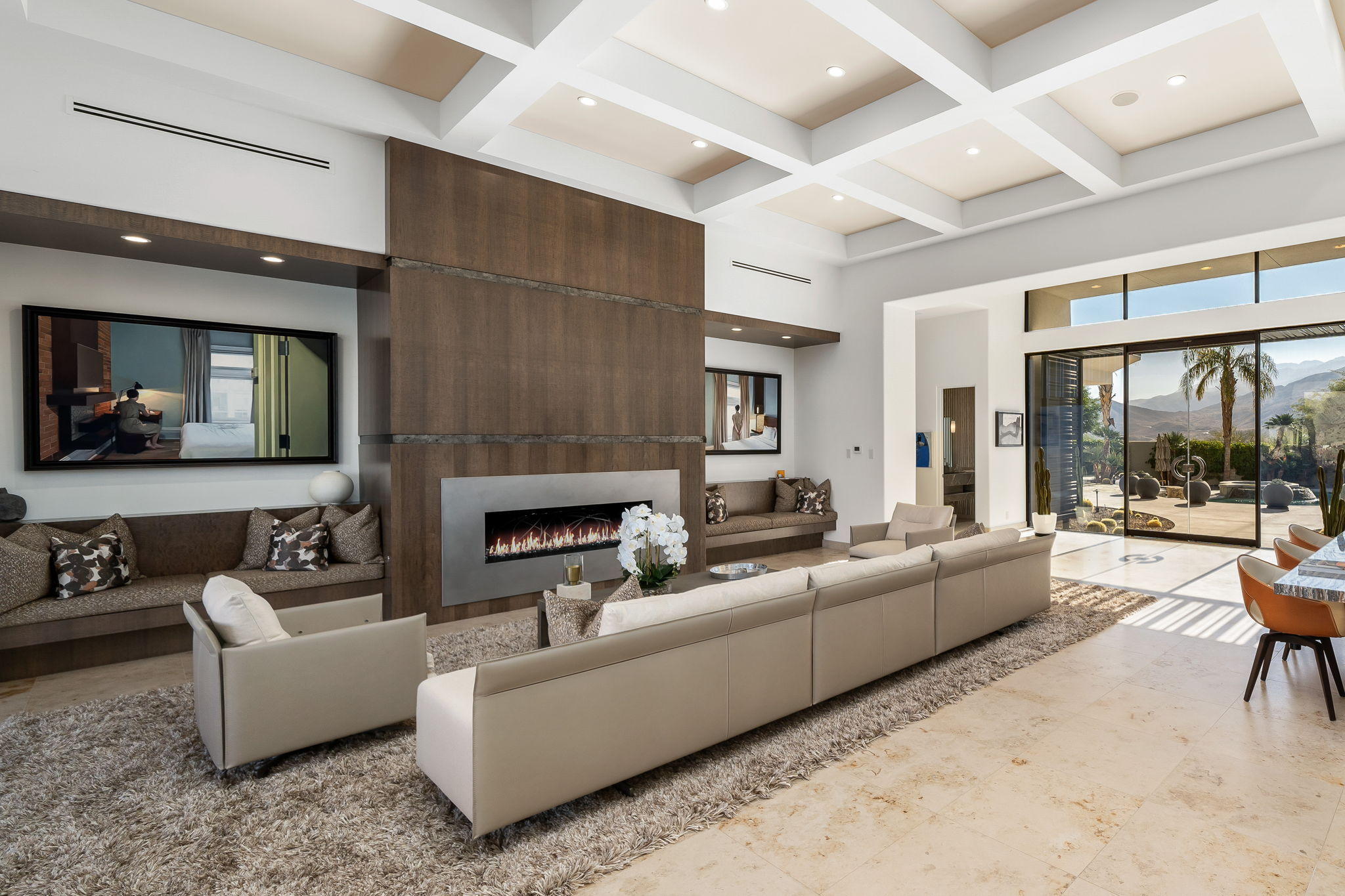 178 Netas Drive Palm Desert, CA 92260 - Photo 8 of 83 a living room with fireplace furniture and a large window