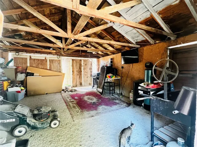 a storage room with furniture