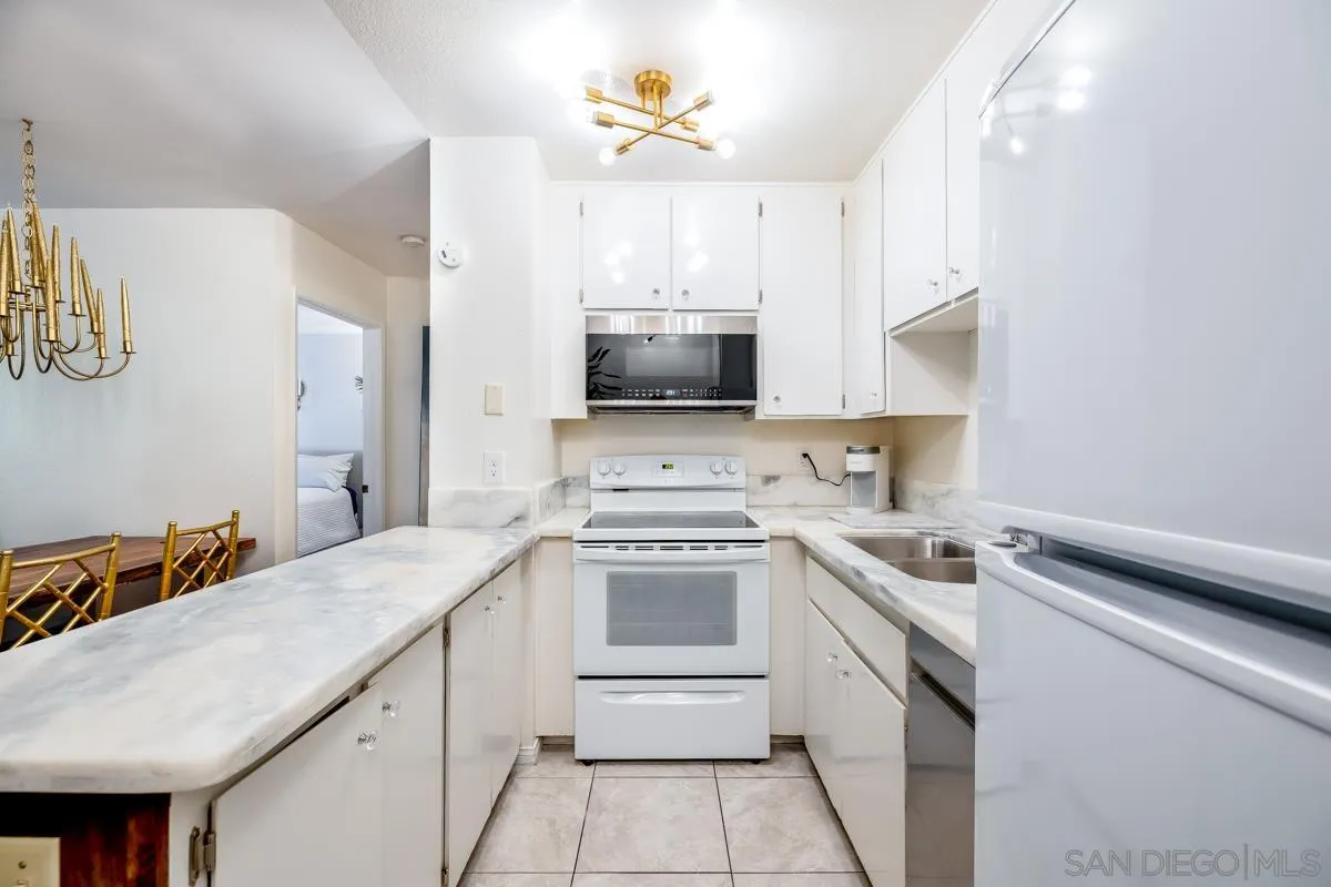 6386 Rancho Mission Road, Unit 305 San Diego, CA 92108 - Photo 5 of 28 a kitchen with a sink stove and microwave