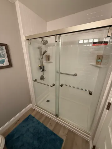 a bathroom with a shower