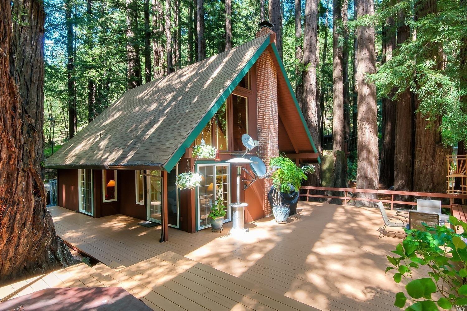 7449 Lucas Valley Road Nicasio, CA 94946 - Photo 1 of 1 Storybook Tahoe Style A-Frame Chalet surrounded by the majestic redwoods.