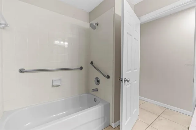 a bathroom with a bathtub