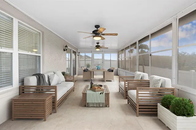 a living room with furniture