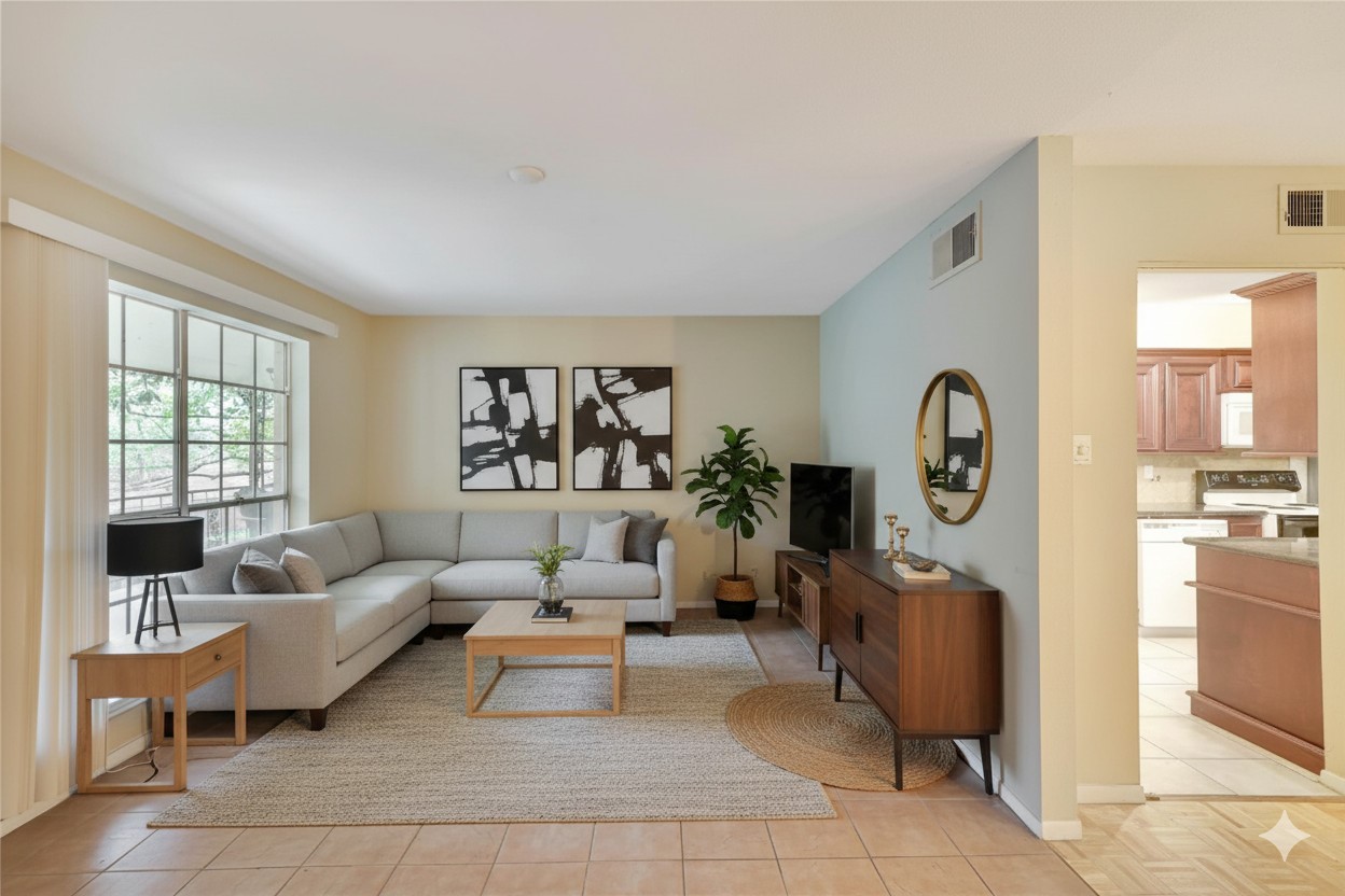 11550 Chimney Rock Road, Unit 324 Houston, TX 77035 - Photo 10 of 24 Virtully staged living room with a ton of natural light