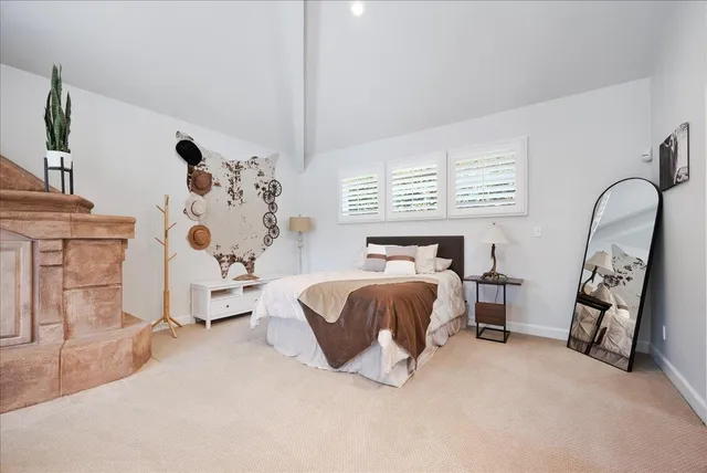a view of a garage with parked cars