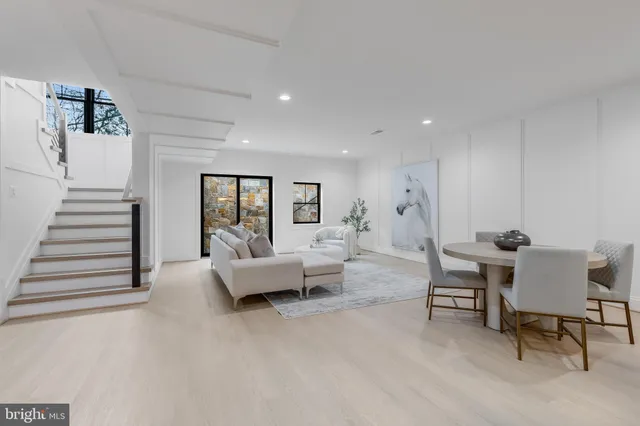 a view of a room with shelves