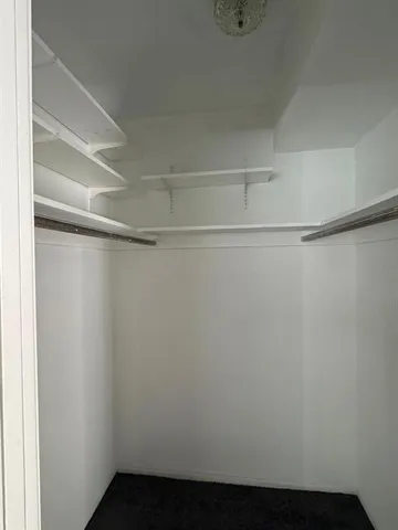 a view of an empty walk in closet