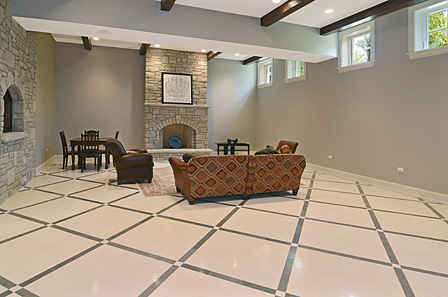 3011 Lincoln Road Oak Brook, IL 60523 - Photo 46 of 77 a living room with a black white checkered floor