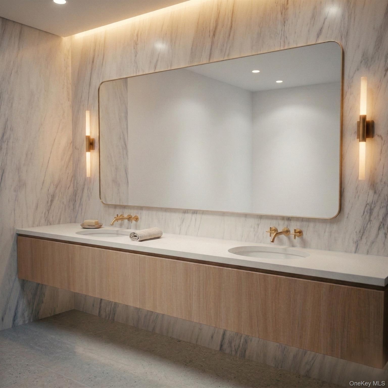 1 Renaissance Square, Unit 19BC White Plains, NY 10601 - Photo 2 of 5 a bathroom with a sink and a mirror