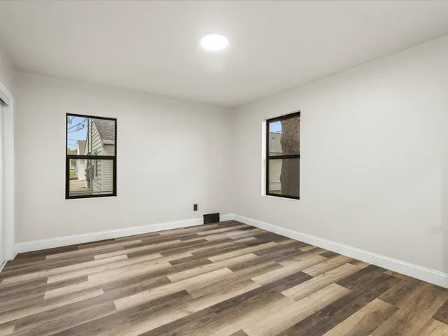 a view of a room with a window