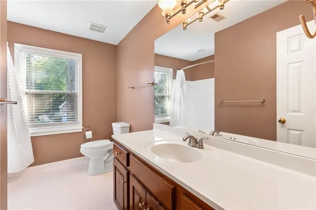 a bathroom with a sink toilet a mirror and a tub