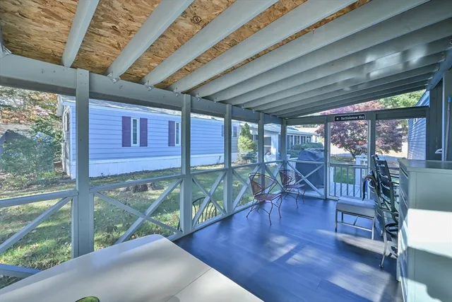 a view of porch with seating space