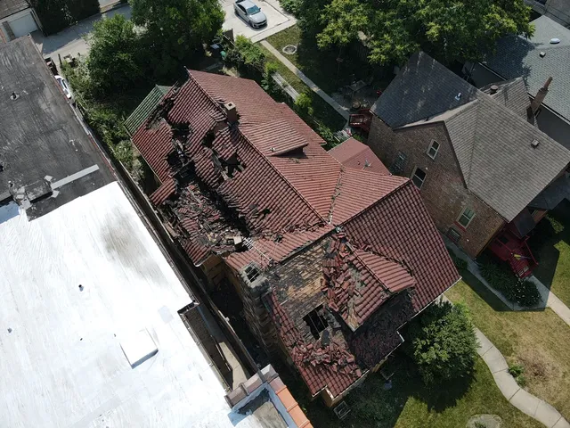 an aerial view of a house