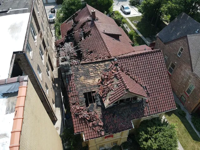 an aerial view of a house