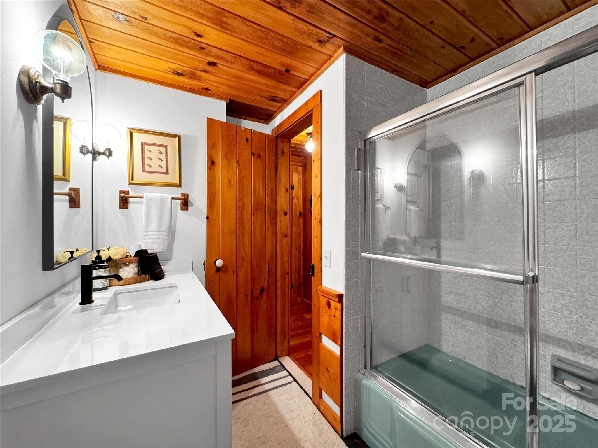 7810 Little Snowbird Road Robbinsville, NC 28771 - Photo 25 of 48 a bathroom with a sink and a mirror