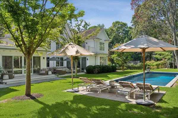 a garden view with a seating space and a garden