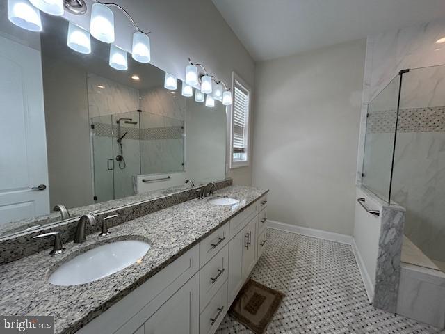 110 Samjan Circle Hightstown, NJ 08520 - Photo 22 of 40 a bathroom with a granite countertop double vanity sink and a mirror