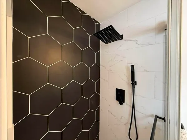 a bathroom with a shower