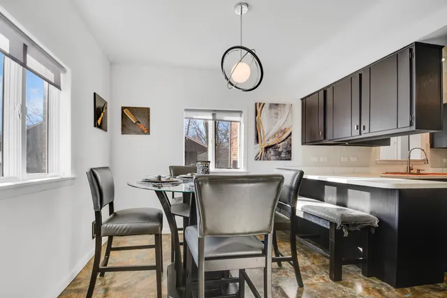 a view of a dining room cabinets and furniture