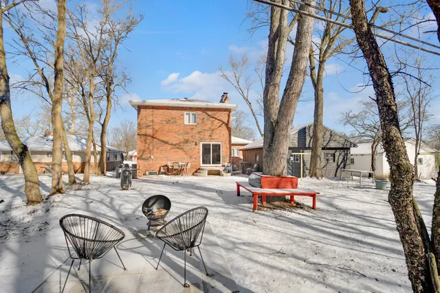an outdoor space with seating
