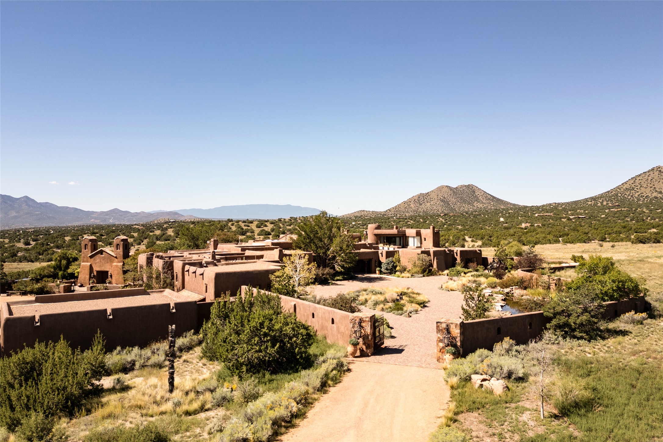 37 Rancho Alegre Road Santa Fe, NM 87508 - Photo 6 of 69 Aerial View - Main House & Entrance Courtyard