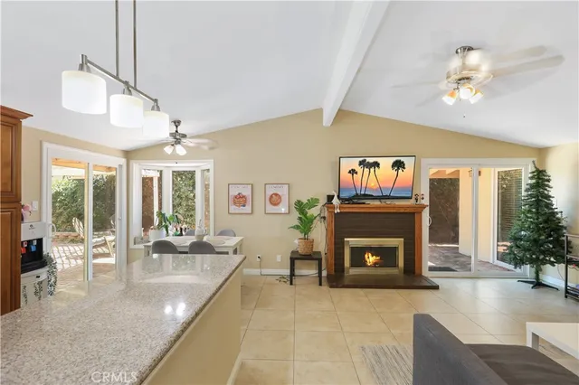 a living room with furniture and a fireplace with wooden floor