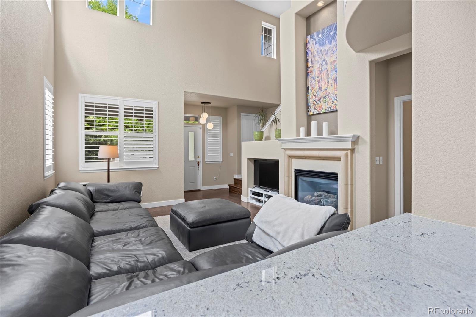 10704 Riverbrook Circle Highlands Ranch, CO 80126 - Photo 16 of 40 a living room with furniture fireplace and window