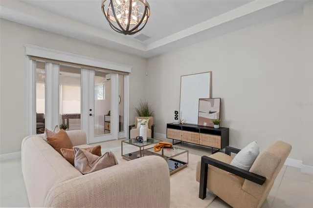 a living room with furniture