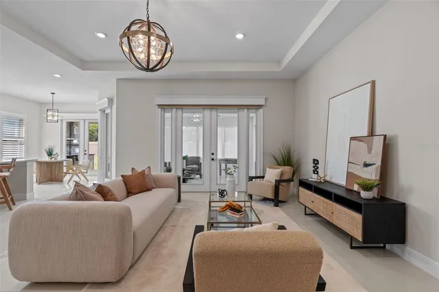 a living room with furniture