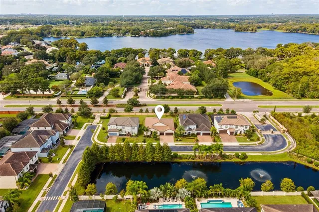 a view of a lake with a sitting space