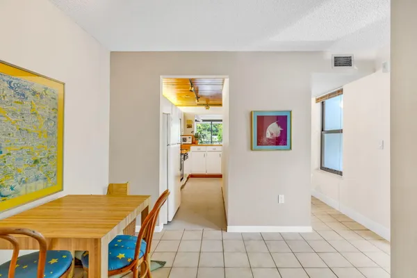 a view of a dining area with furniture