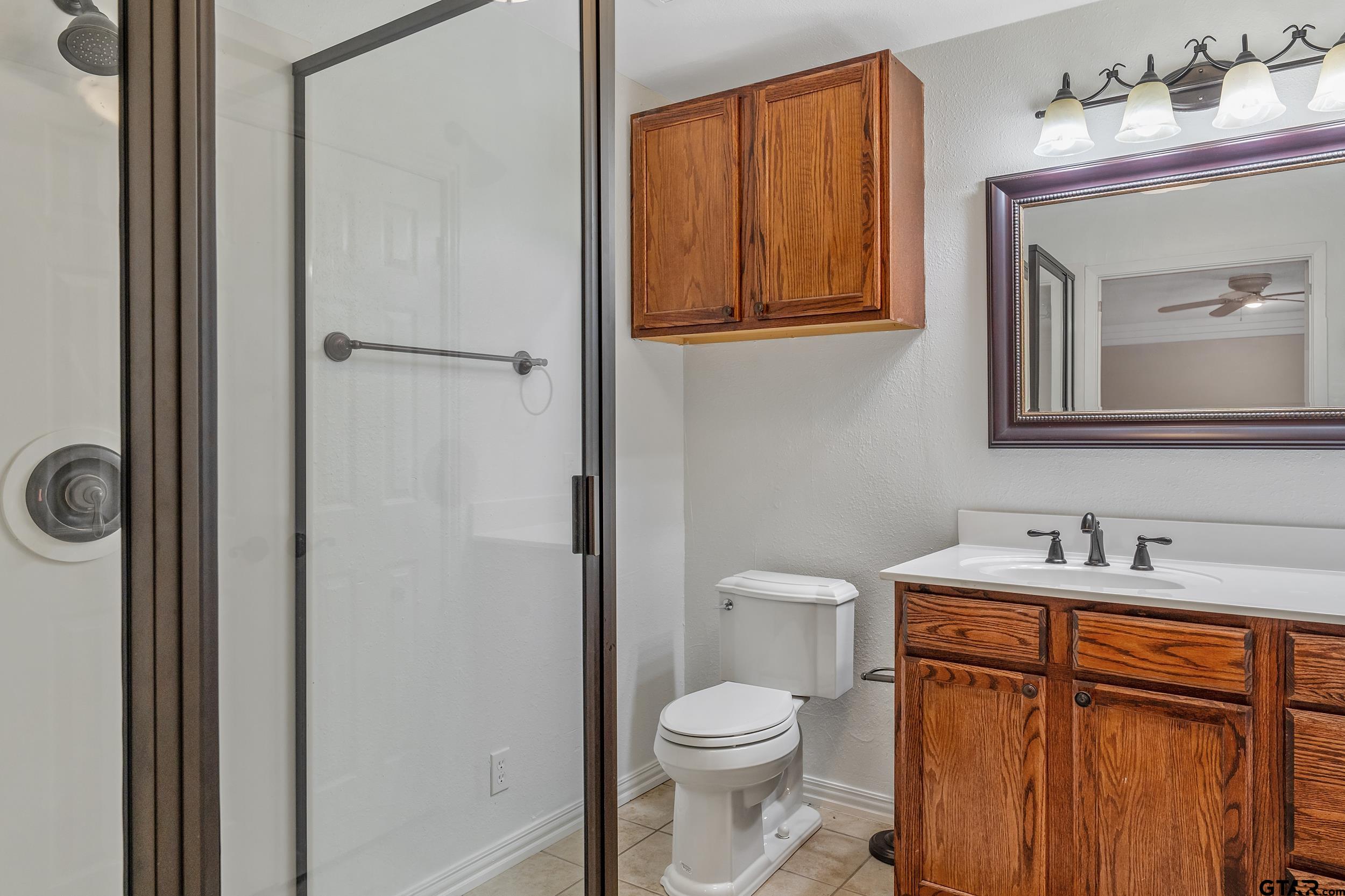 231 West Cumberland Road Tyler, TX 75703 - Photo 18 of 48 a bathroom with a sink vanity mirror and toilet