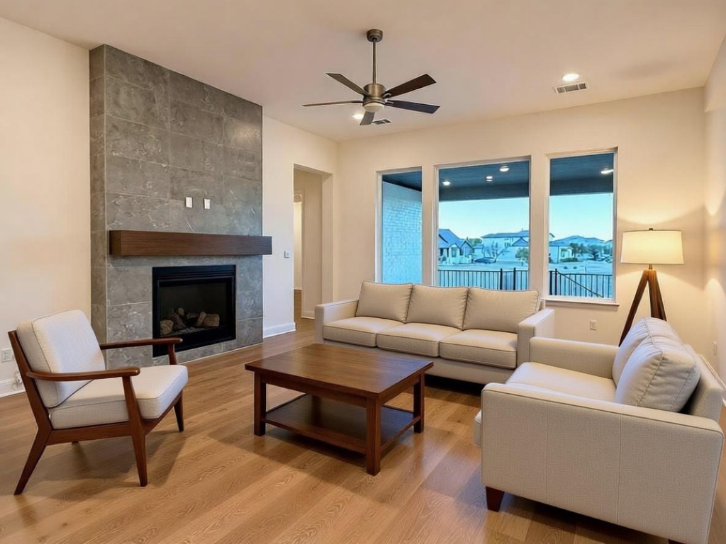 204 Rusty Colt Liberty Hill, TX 78642 - Photo 3 of 20 a living room with furniture and a fireplace