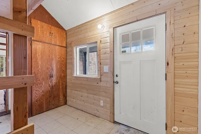 a view of a brick house with a door