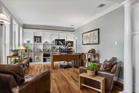 a living room with furniture and a couch