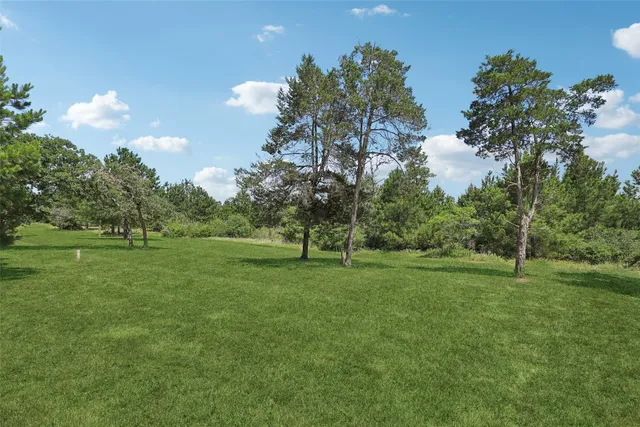 a view of field with trees in the background