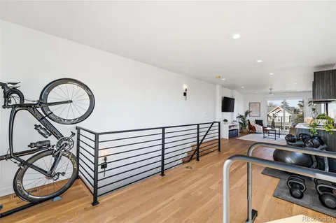 a view of a room with gym equipment