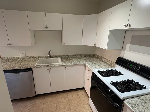 a kitchen that has a sink and a stove