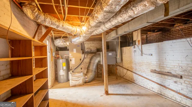 an aerial view of a house with a garden