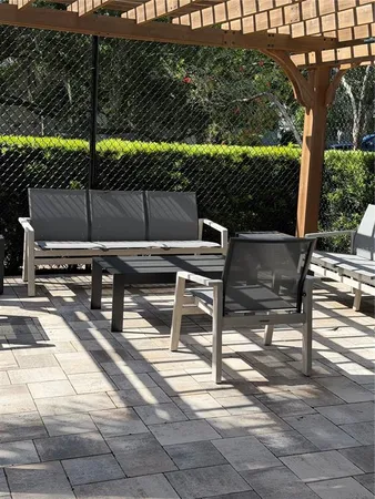 a view of outdoor space with seating area