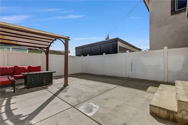 a view of yard with seating space