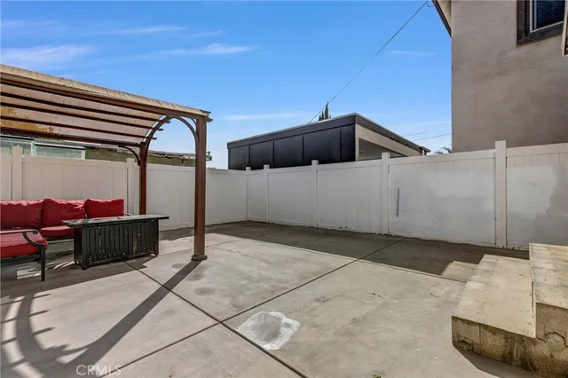 a view of yard with seating space