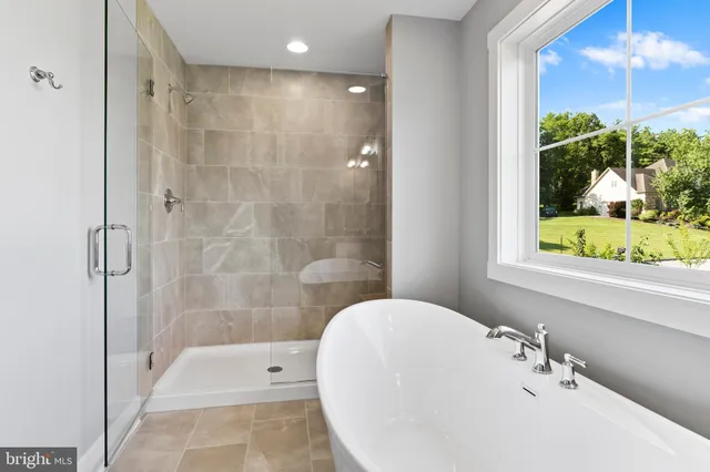 a bathroom with a bathtub