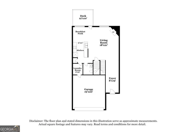 an empty room with windows and fireplace